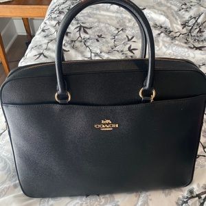 COACH black leather lap top bag - like new!